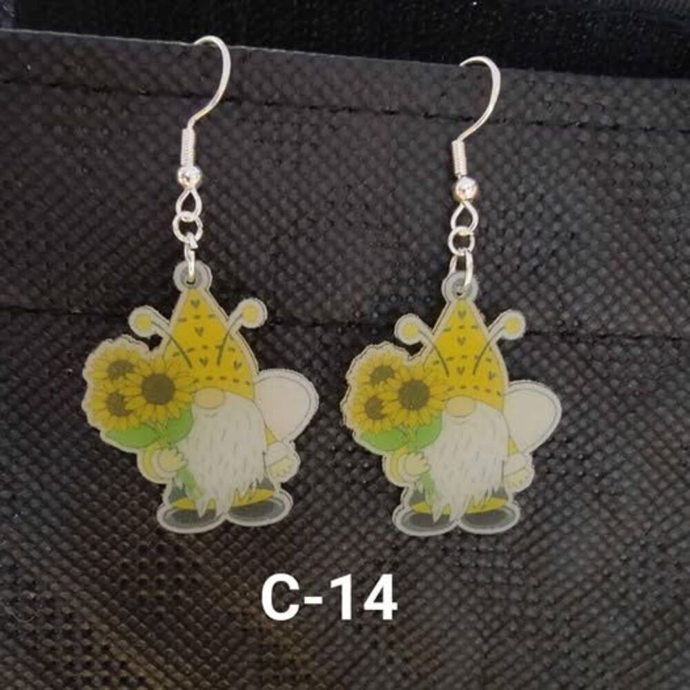 Sunflower Bee Gnome Earrings